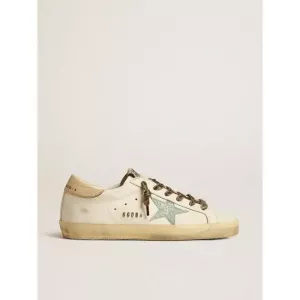 Golden Goose - Super-Star Con Estrella Con Purpurina Gris Y Refuerzo Del Talón De Piel Color