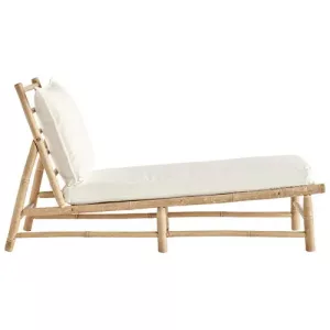 Tumbona de bambú con cojín en blanco - 150x55xh78cm