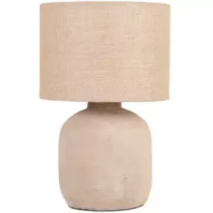 Lámpara de cerámica beige con pantalla de yute