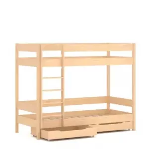 Litera de pino macizo y MDF 200x90 roble blanqueado