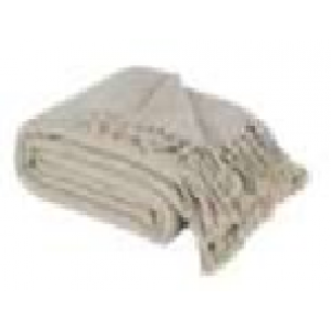 Manta de algodón reciclado en beige con pompones 160x210