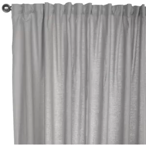 Cortina cinta frunce, trabillas Alma lino liso ceniza de 200x265cm