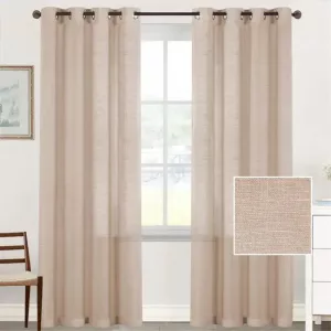 Cortinas de 2 Piezas, Cortinas de Dormitorio, Cortinas con Ojales para Sala de Estar, Cortinas con Ojales translúcidas (132**241cm-Color Natural)