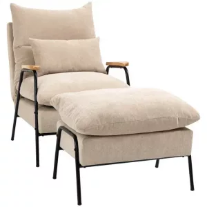 Sillón relax con reposapiés reclinable HOMCOM 68x91,5x88cm beige
