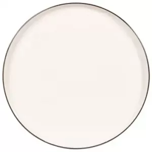 Lote de 2 - Plato llano de porcelana blanca con borde negro
