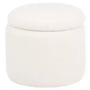 Puf de rizo con espacio de almacenamiento color crudo