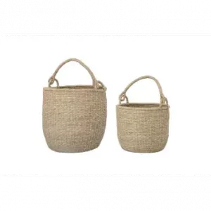 Set de 2 cestas de fibras vegetales beige