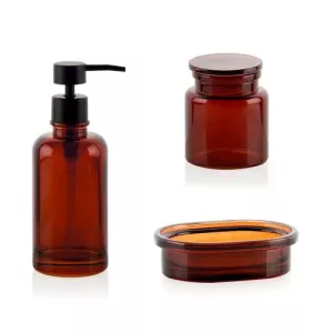 Set de baño vidrio ámbar, 3 piezas