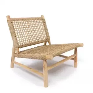 Silla de madera de teca y hierba de mar natural 1 plaza