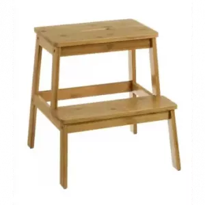 Taburete escalera 2 alturas nórdico marrón bambú de 47x43x42 cm