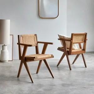 Silla de teca maciza y tejido