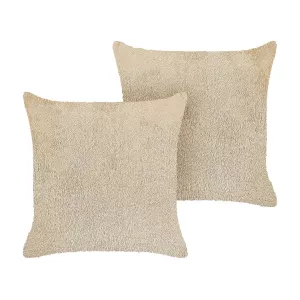 Conjunto de 2 cojines de poliéster beige 45 x 45 cm PILEA