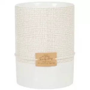 Vela perfumada en tarro de cerámica blanca y color caramelo 1000g